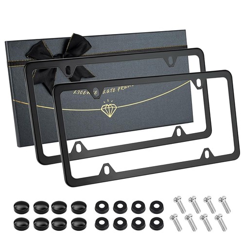Black matte license plate - black,